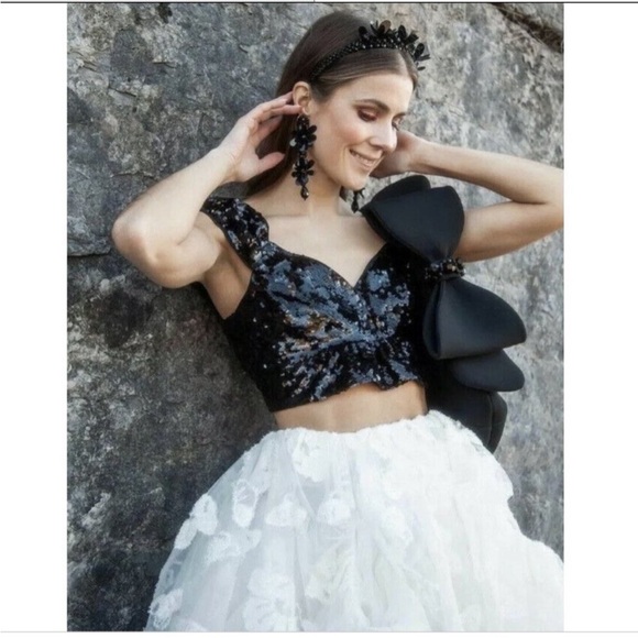 H&M x Simone Rocha Black Sequin top size XL - Picture 2 of 6